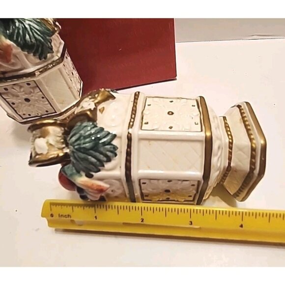 Vintage Fitz and Floyd Snowy Woods Salt & Pepper Shakers 1996 Rare Vintage W/box - Picture 3 of 7